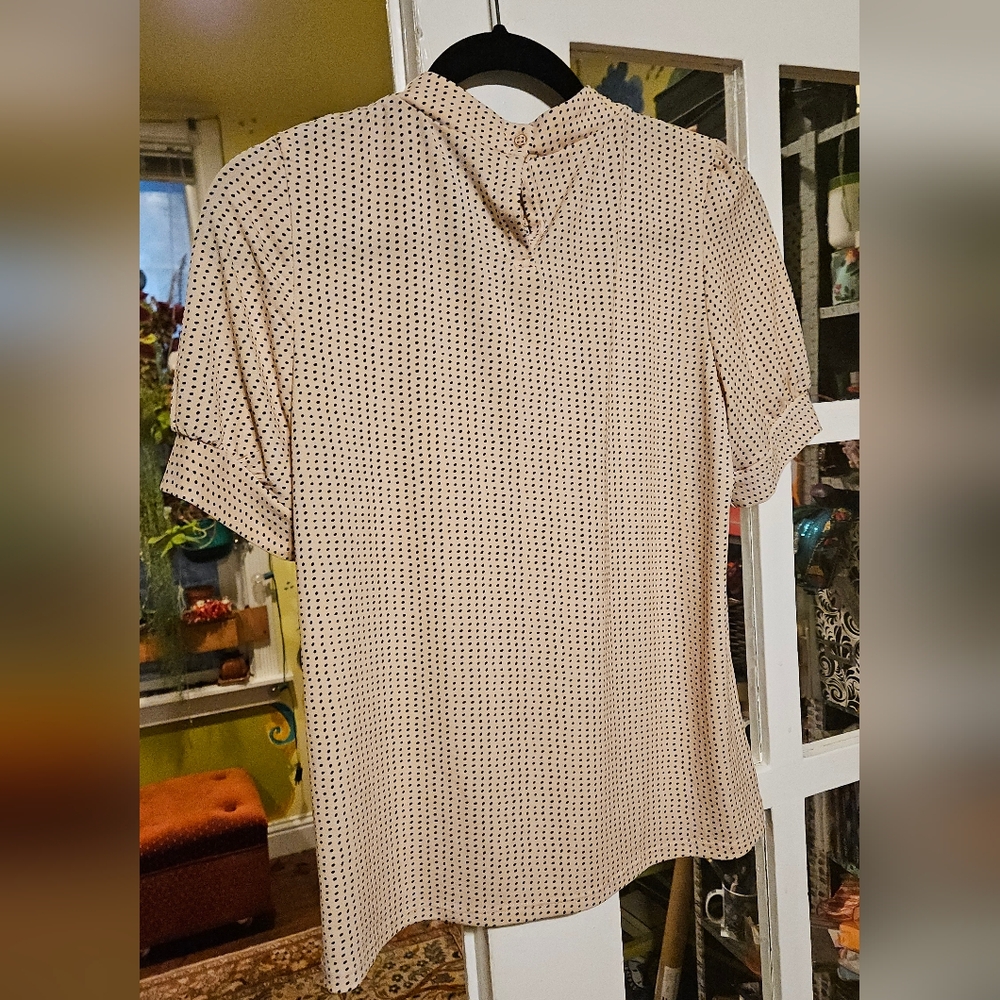 Adrianna Papell Cream and Black Dotted Blouse - Picture 2 of 3